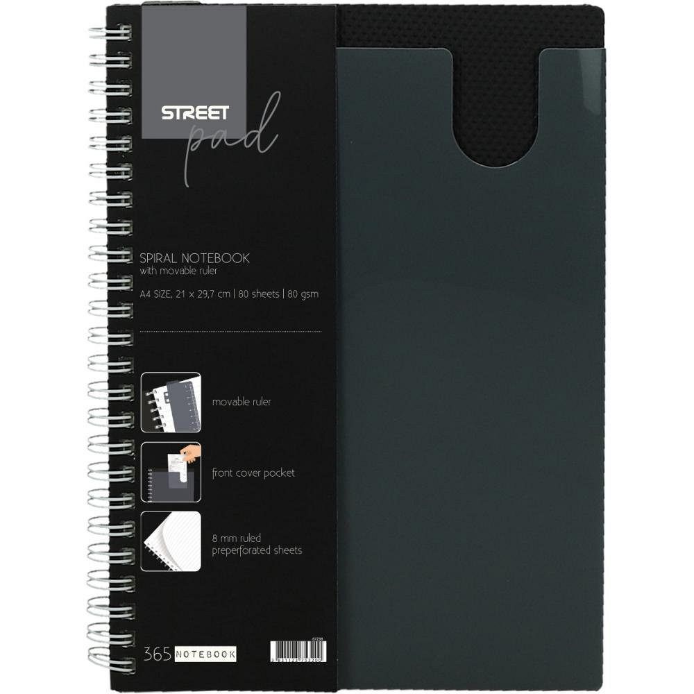 Spiralni zvezek A4 karo S.PAD Office Black